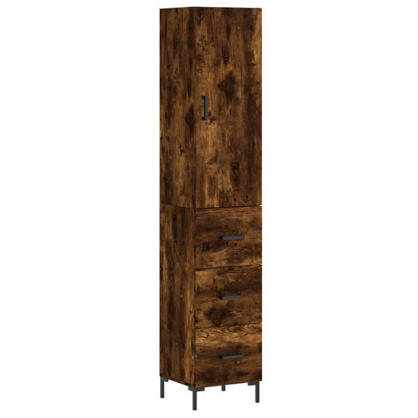vidaXL Buffet haut Ch&ecirc;ne fum&eacute; 34,5x34x180 cm Bois d'ing&eacute;nierie