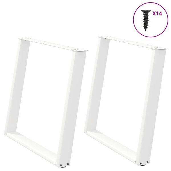 vidaXL Pieds de table à manger en U 2 pièces Blanc 100 x (72-73) cm Acier