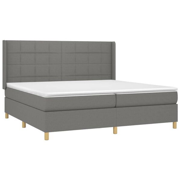 vidaXL Sommier &agrave; lattes de lit avec matelas Gris fonc&eacute; 200x200cm Tissu