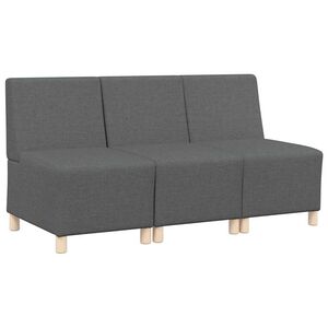 vidaXL Unit&eacute; de Sofa Modulaire Sans Accoudoirs 3 pc Gris fonc&eacute; tissu