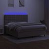 vidaXL Sommier &agrave; lattes de lit et matelas et LED Taupe 160x200cm Tissu