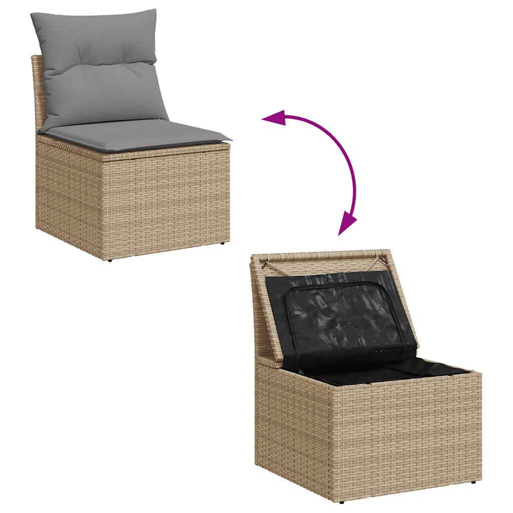 vidaXL Salon de jardin avec coussins 8 pcs beige résine tressée