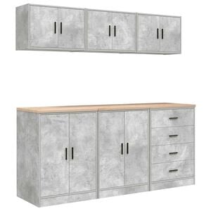 vidaXL Armoires de garage 6 pcs gris b&eacute;ton bois d'ing&eacute;nierie