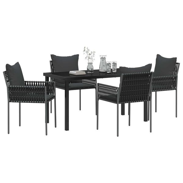 vidaXL Ensemble de salle &agrave; manger pour jardin 5 pcs Noir et gris