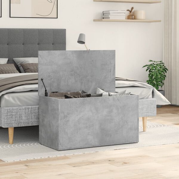 vidaXL Coffre de rangement Gris béton 84x42x46 cm Bois d'ingénierie