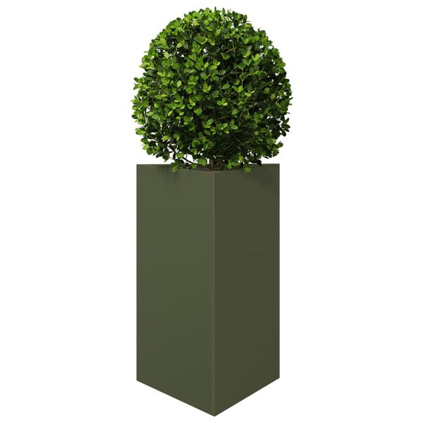 vidaXL Jardini&egrave;res 2 pcs vert olive triangulaire 50x43x75 cm acier
