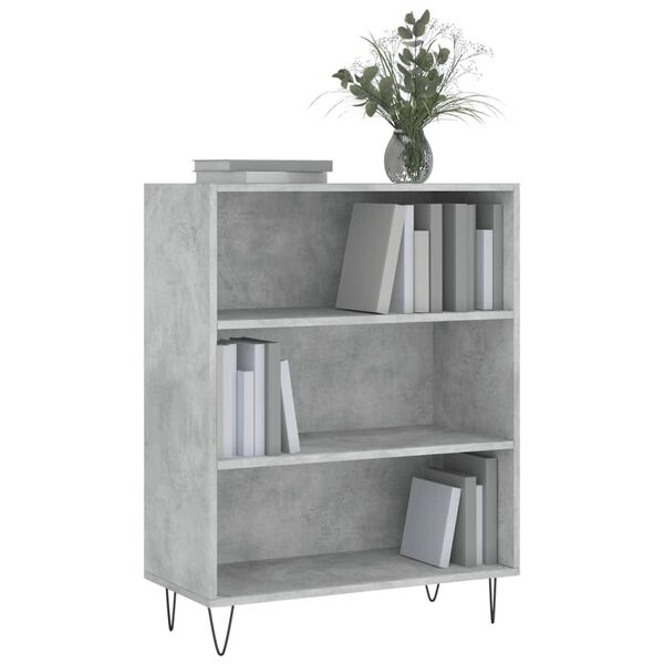 vidaXL Biblioth&egrave;que gris b&eacute;ton 69,5x32,5x90 cm bois d'ing&eacute;nierie