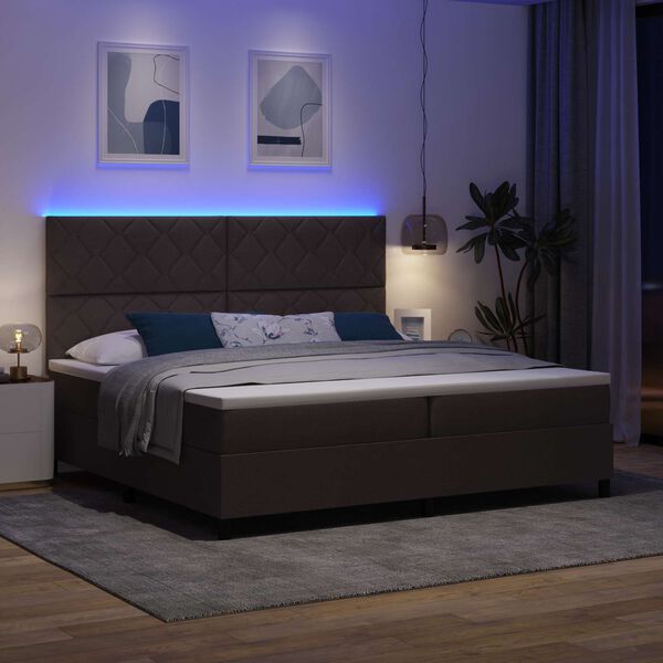 vidaXL Lit &agrave; ressorts avec matelas Marron fonc&eacute; 200 x 200 cm tissu