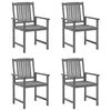 vidaXL Chaises de jardin et coussins lot de 4 Gris Bois acacia massif