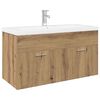 vidaXL Meuble lavabo et bassin int&eacute;gr&eacute; ch&ecirc;ne artisanal bois ing&eacute;nierie