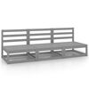 vidaXL Canap&eacute; &agrave; 3 places de jardin Gris Bois de pin solide