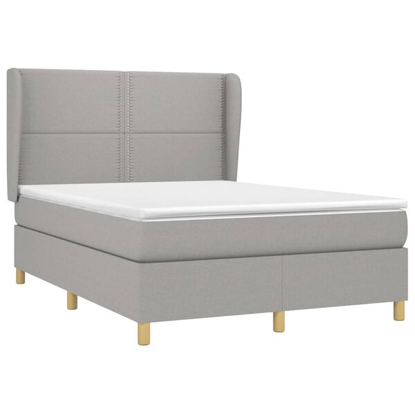 vidaXL Sommier &agrave; lattes de lit avec matelas Gris clair 140x190cm Tissu