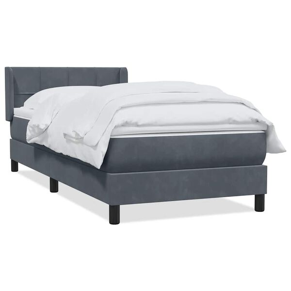 vidaXL Sommier &agrave; lattes de lit et matelas gris fonc&eacute; 100x210cm velours