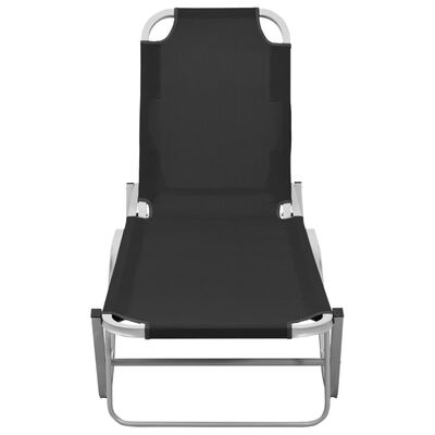 vidaXL Chaise longue aluminium et textilène noir