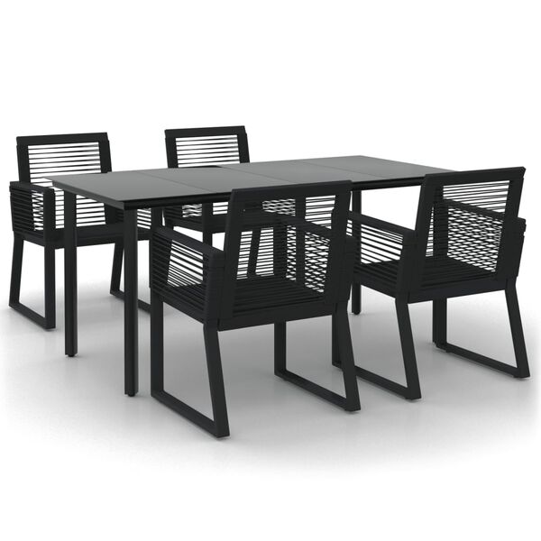 vidaXL Ensemble à manger de jardin 5 pcs Noir Rotin PVC