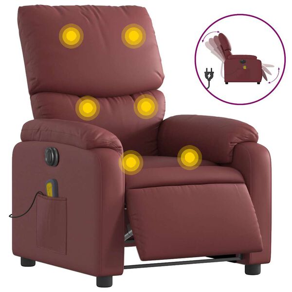 vidaXL Fauteuil de massage inclinable &eacute;lectrique rouge bordeaux