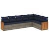 vidaXL Ensemble de canap&eacute; de jardin 7 pcs avec coussins gris r&eacute;sine tress&eacute;e