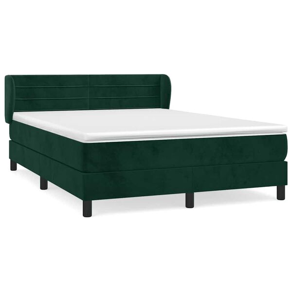 vidaXL Sommier &agrave; lattes de lit et matelas Vert fonc&eacute; 140x200cm Velours