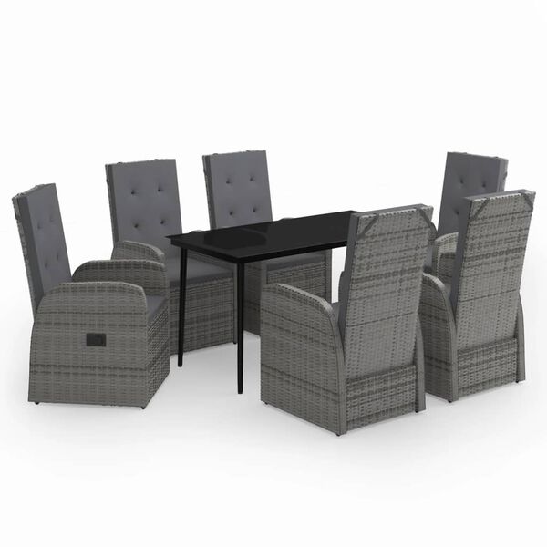vidaXL Ensemble à manger de jardin avec coussins 7 pcs Gris