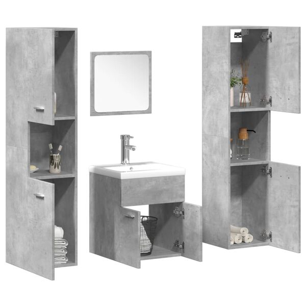 vidaXL Ensemble de meubles de salle de bain 5 pcs gris béton