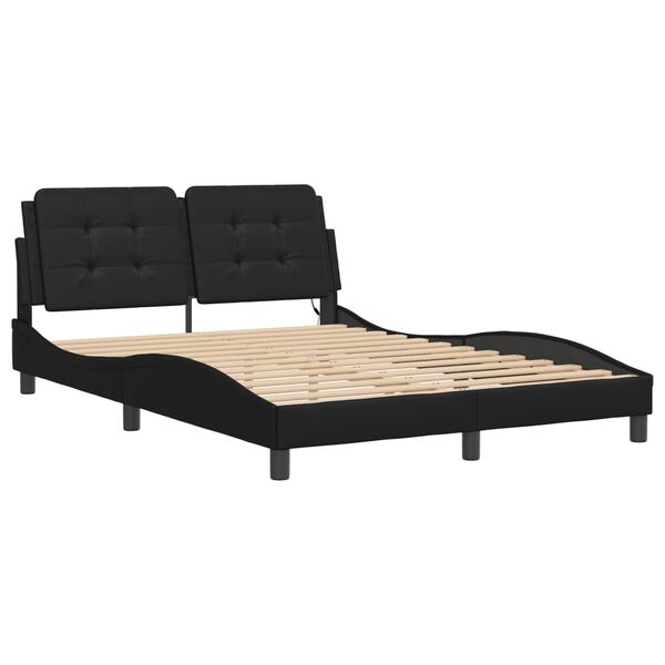 vidaXL Cadre de lit avec LED sans matelas Zadar noir 120x200 cm
