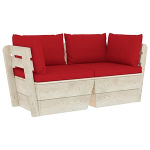 vidaXL Canap&eacute; palette &agrave; 2 places de jardin avec coussins Bois d'&eacute;pic&eacute;a