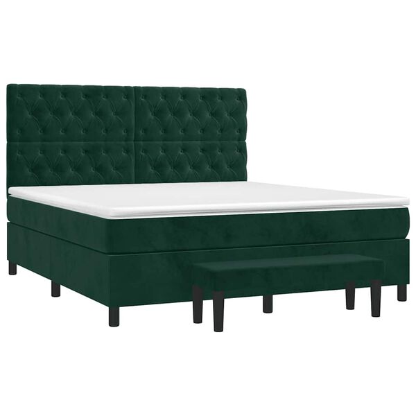 vidaXL Sommier &agrave; lattes de lit et matelas Vert fonc&eacute; 160x200cm Velours