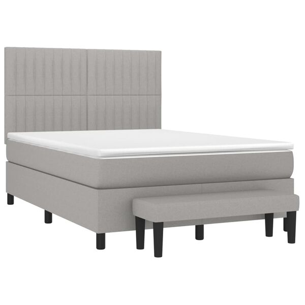 vidaXL Sommier &agrave; lattes de lit avec matelas Gris clair 140x200cm Tissu