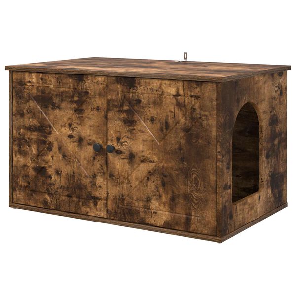 vidaXL Maison pour chat Ch&ecirc;ne fum&eacute; 85 x 55 x 50 cm Bois d'ing&eacute;nierie