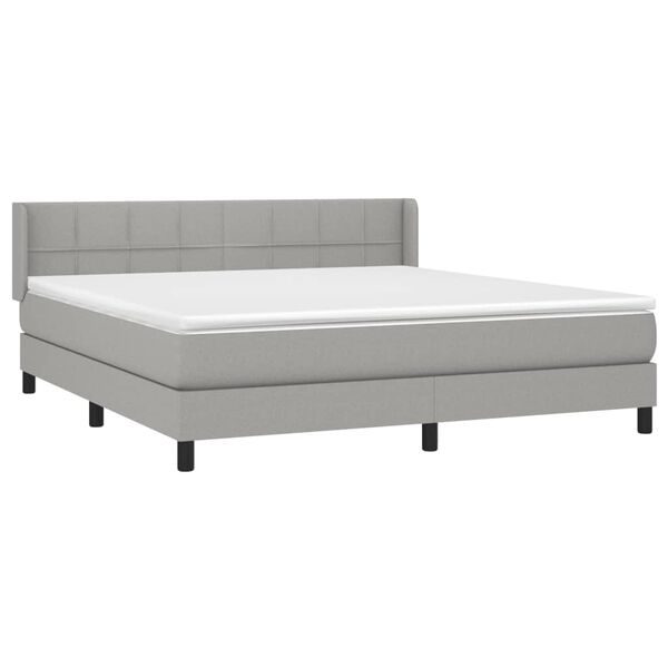 vidaXL Sommier &agrave; lattes de lit avec matelas Gris clair 160x200cm Tissu