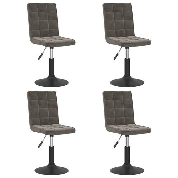 vidaXL Chaises pivotantes &agrave; manger lot de 4 gris fonc&eacute; velours
