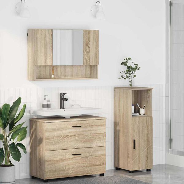 vidaXL Ensemble de mobilier de salle de bain 3 pcs Ch&ecirc;ne Sonoma