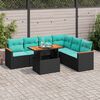 vidaXL Salon de jardin 7 pcs avec coussins noir r&eacute;sine tress&eacute;e