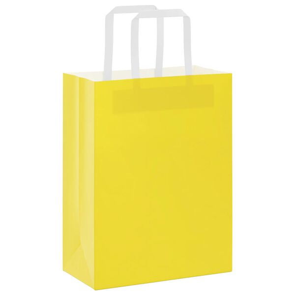 vidaXL Sacs en papier 250 pcs avec poign&eacute;es jaune 21x11x28 cm
