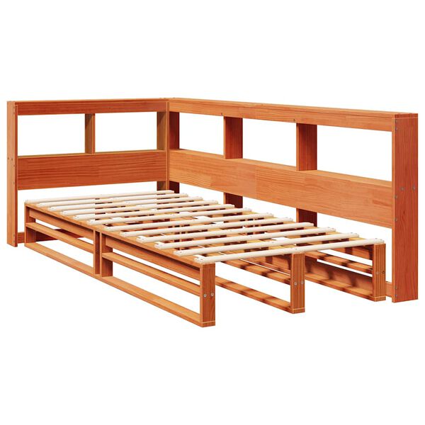 vidaXL Lit biblioth&egrave;que sans matelas cire marron 90x190 cm pin massif
