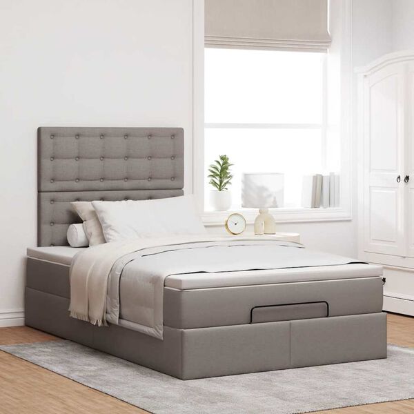 VidaXL Cadre de lit ottoman avec matelas taupe 120x190 cm tissu