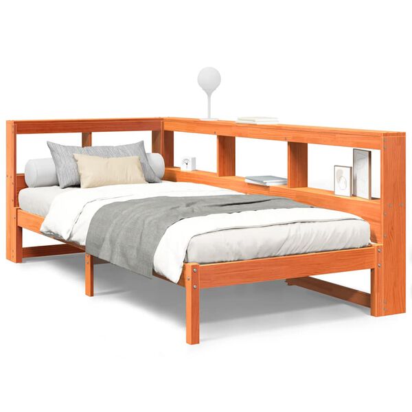 vidaXL Lit bibliothèque sans matelas cire marron 75x190 cm pin massif