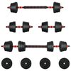 vidaXL Set d'halt&egrave;res 2-en-1 30kg Noir et Rouge Ciment et sable de fer