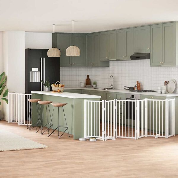 vidaXL Barri&egrave;re pour chien porte pliable 12 panneaux bois de peuplier