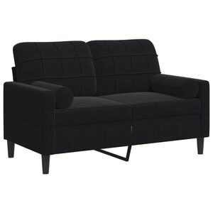 vidaXL Canap&eacute; 2 places avec oreillers d&eacute;coratifs noir 120 cm velours