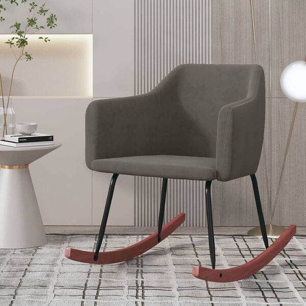 vidaXL Chaise &agrave; bascule Gris fonc&eacute; Velours
