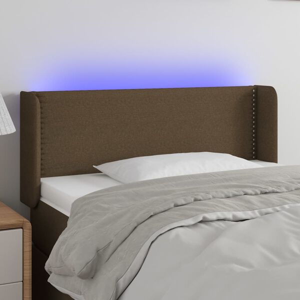 vidaXL T&ecirc;te de lit &agrave; LED Marron fonc&eacute; 83x16x78/88 cm Tissu