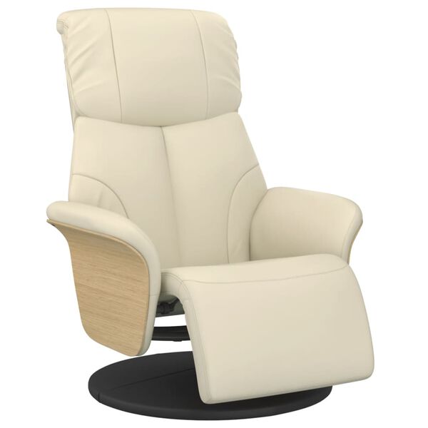 vidaXL Fauteuil inclinable avec repose-pieds cr&egrave;me similicuir