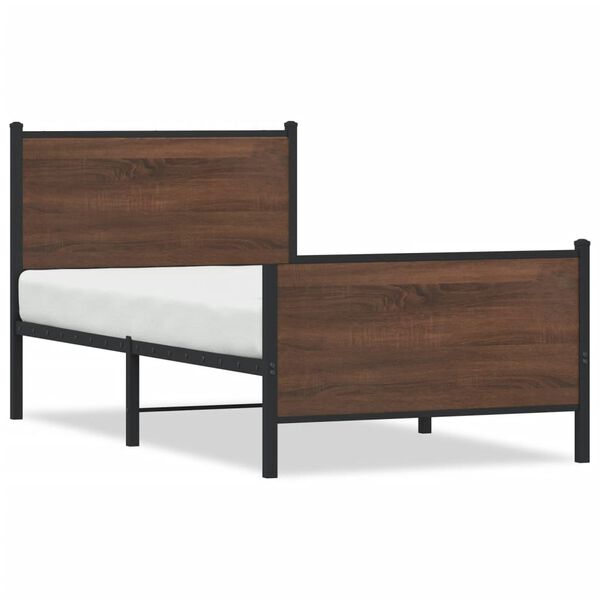 vidaXL Cadre de lit en métal sans matelas chêne marron 90x190 cm