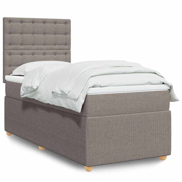vidaXL Sommier &agrave; lattes de lit avec matelas Taupe 100x200 cm Tissu