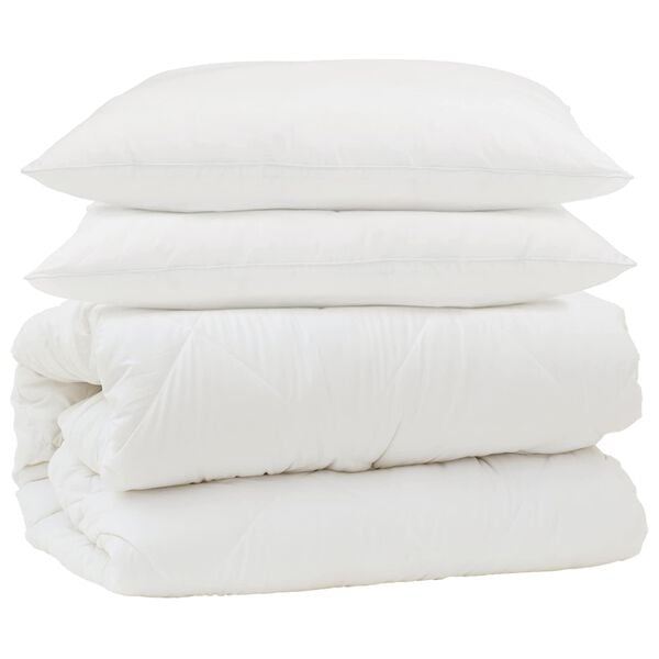 vidaXL Ensemble de Duvet 3 pcs Blanc Microfibre et Plumes D'oie