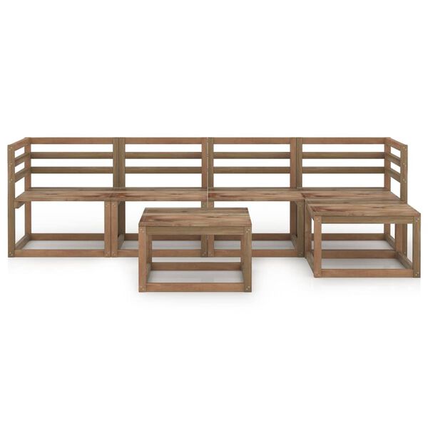 vidaXL Salon de jardin 6 pcs Marron Bois de pin impr&eacute;gn&eacute;