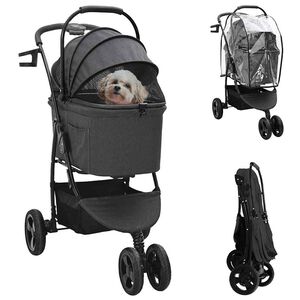 vidaXL Poussette Pliante pour Animaux Noir 78 x 54 x 101 cm Polyester