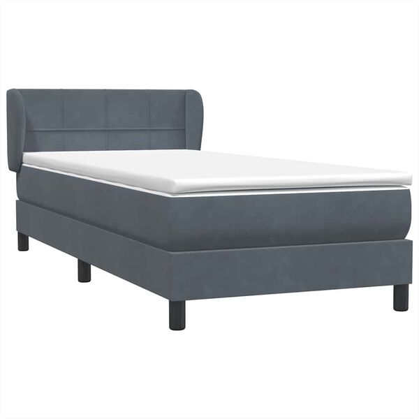 vidaXL Sommier &agrave; lattes de lit et matelas gris fonc&eacute; 100x210cm velours
