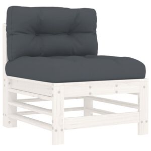vidaXL Canap&eacute; central avec coussins blanc bois de pin massif